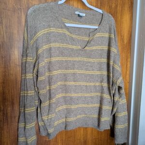 Cozy Brown Striped Sweater American Eagle
